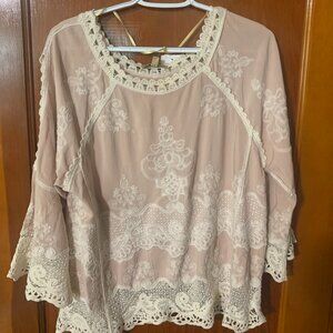 Democracy Womens Shirt: Lacy, Beige, Size Small, New, NWT, Womens Fashion